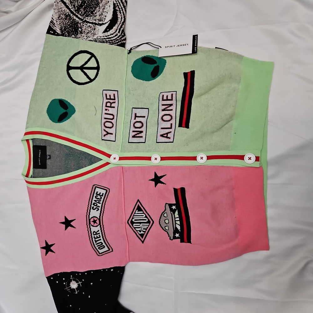 Spirit Jersey '' OUT OF THIS WORLD PRINT CARDIGAN" *UNISEX**